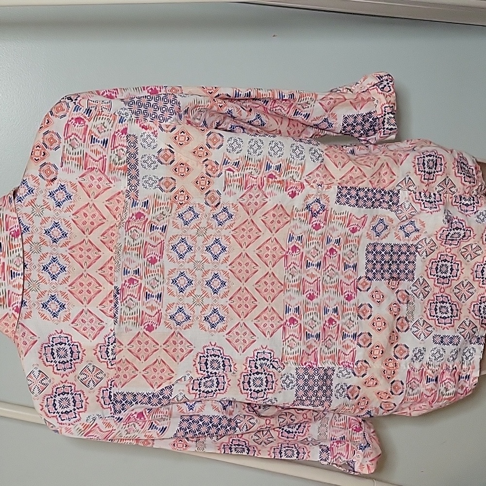 Jm Collection Multicolor Geometric Button-Down Li… - image 6